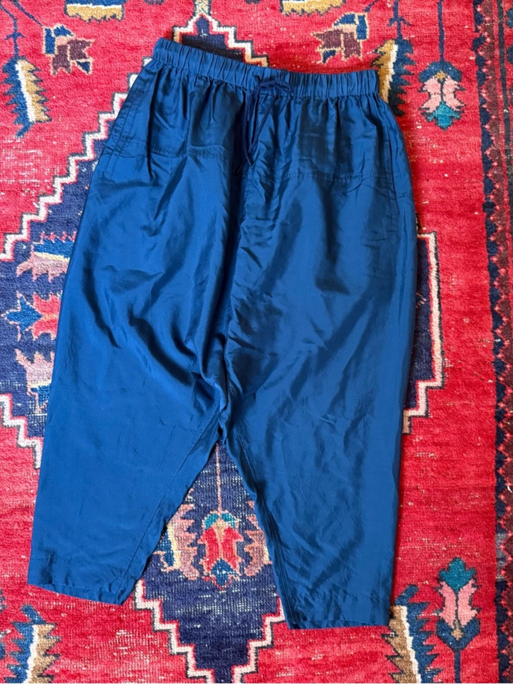 ARTS & SCIENCE Blue Silk Pants - XS S - Japan Quiet Luxury